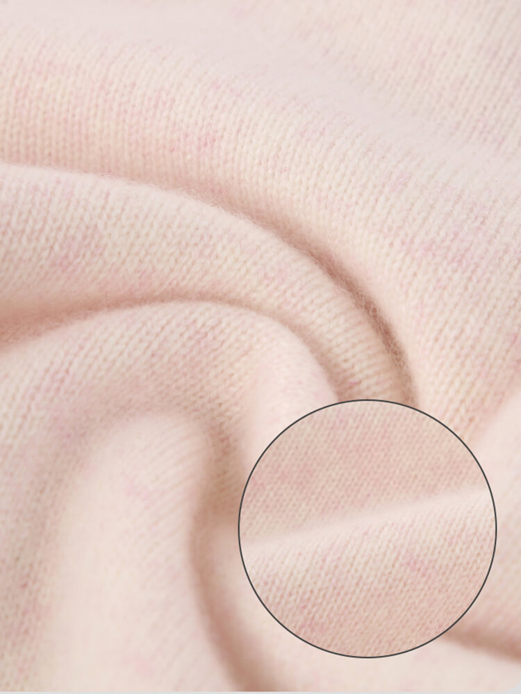 Girls Cream Pink Cashmere Sweater with Ruffled Contrast Collar